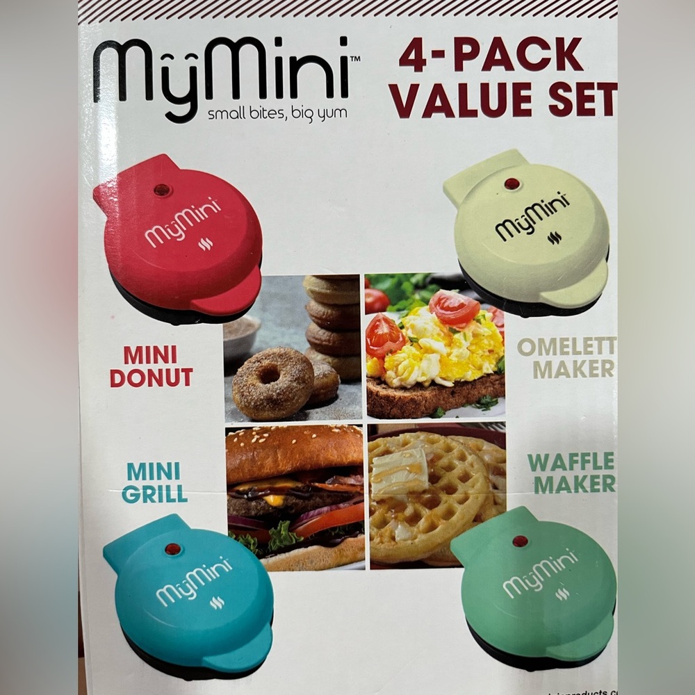 MyMini 4-Pack Grill, Waffle, Omelette, Donut Makers